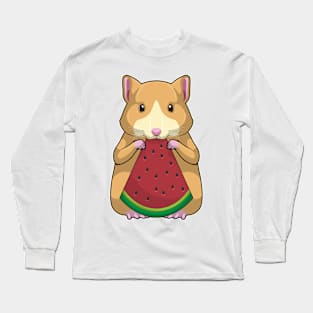 Hamster with Watermelon Long Sleeve T-Shirt